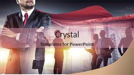  Presentation with team building - Amazing slide set having building his super team backdrop and a coral colored foreground