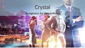  Presentation with team building - PPT layouts consisting of building his super team background and a light blue colored foreground