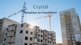  Presentation with house building - Slide set having building-house-and-crane background and a light blue colored foreground