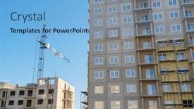  Presentation with house building - Slides consisting of building-house-and-crane background and a light blue colored foreground