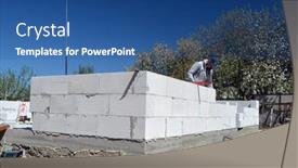  Presentation with house building - Presentation enhanced with building-house-with-aerated-concrete background and a ocean colored foreground