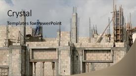  Presentation with building blocks - Slides featuring building house with concrete blocks background and a light gray colored foreground