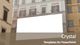  Presentation with advertisement - Audience pleasing theme consisting of building in a european city backdrop and a violet colored foreground