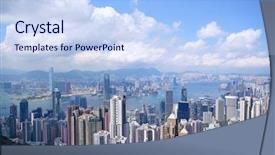  Presentation with modern building - Theme featuring building in city at day background and a light blue colored foreground