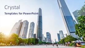  Presentation with china guangzhou - Audience pleasing slides consisting of building-in-city-of-guangzhou backdrop and a sky blue colored foreground