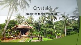  Presentation with green building - Theme consisting of building-in-garden-with-palm background and a lemonade colored foreground