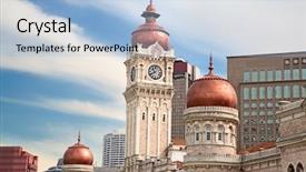  Presentation with kuala lumpur - Slide set consisting of building in kuala lumpur malaysia background and a light blue colored foreground