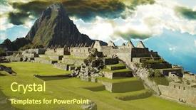  Presentation with lost - Colorful presentation theme enhanced with building in machu-picchu city backdrop and a tawny brown colored foreground