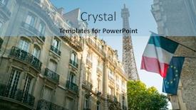  Presentation with eiffel tower - Presentation theme having building-in-paris-near-eiffel background and a light blue colored foreground