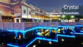  Presentation with historical building - Audience pleasing theme consisting of building in shanghai at night backdrop and a ocean colored foreground