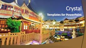  Presentation with historical building - Audience pleasing presentation design consisting of building in shanghai at night backdrop and a ocean colored foreground