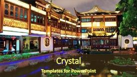  Presentation with historical building - PPT layouts having building in shanghai at night background and a tawny brown colored foreground