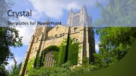  Presentation with university building - Cool new presentation theme with building in university of michigan backdrop and a light blue colored foreground