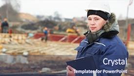  Presentation with mechanical engineering engineer tools - Presentation theme consisting of building inspections - builder resident engineer in warm background and a  colored foreground