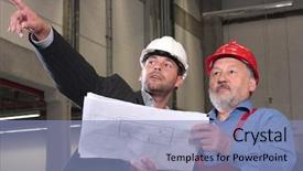  Presentation with worker - Amazing presentation having building inspections - businessmen and older worker wearing backdrop and a light blue colored foreground