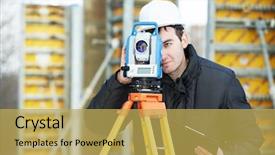  Presentation with transit road - Colorful slide set enhanced with building inspections - one surveyor worker working backdrop and a yellow colored foreground