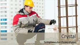  Presentation with survey - Audience pleasing presentation theme consisting of building inspections - surveyor worker assistant working backdrop and a mint green colored foreground