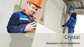  Presentation with electrician - Beautiful slide set featuring building inspections - two electrician builder engineer backdrop and a soft green colored foreground