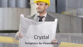  Presentation with looking for their - Presentation theme enhanced with building inspections - young businessman holding blueprint while background and a  colored foreground