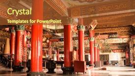  Presentation with china culture - Audience pleasing PPT theme consisting of building interior of colorful china backdrop and a tawny brown colored foreground