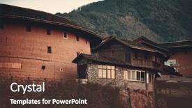  Presentation with building - PPT theme having building is the unique dwelling background and a tawny brown colored foreground