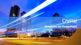  Presentation with traffic enforcer - Presentation design consisting of building lighting - traffic on highway at dusk background and a cobalt blue colored foreground