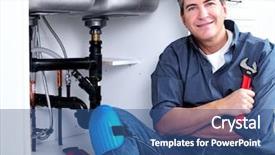  Presentation with plumbing - PPT layouts with building maintenance - professional plumber plumbing repair service background and a ocean colored foreground