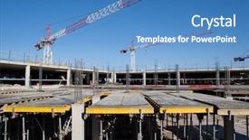  Presentation with construction cranes - Audience pleasing slide set consisting of building material - construction site with cranes backdrop and a  colored foreground