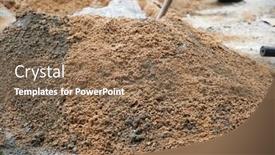  Presentation with cement - Slide set with building material sand rock and cement for construction background and a violet colored foreground