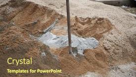  Presentation with cement - Colorful presentation design enhanced with building material sand rock and cement for construction backdrop and a tawny brown colored foreground