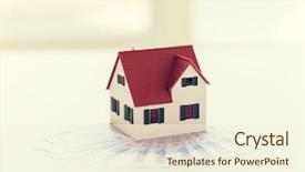  Presentation with real estate investment - Cool new slide deck with building mortgage investment real estate and property concept - close up of home or house model and money backdrop and a cream colored foreground