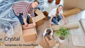  Presentation with child support family law - Slides featuring building move - family and child packing moving background and a  colored foreground