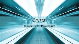  Presentation with moving art blue - Cool new slide deck with building move - illuminated moving blue escalator inside backdrop and a light blue colored foreground