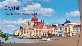  Presentation with budapest - Presentation featuring building of hungarian parliament background and a light blue colored foreground