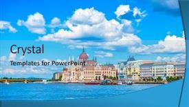  Presentation with hungary - Amazing presentation design having building of hungarian parliament backdrop and a light blue colored foreground