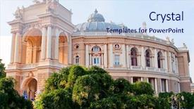  Presentation with opera - Colorful slide deck enhanced with building of opera theater backdrop and a sky blue colored foreground