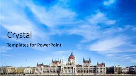  Presentation with parliament - Colorful presentation enhanced with building of parliament in budapest hungary europe backdrop and a light blue colored foreground