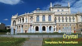  Presentation with opera - Presentation theme featuring building of public opera theater in odessa ukraine background and a tawny brown colored foreground