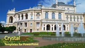  Presentation with opera - Colorful presentation enhanced with building of public opera theater backdrop and a tawny brown colored foreground