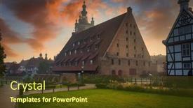  Presentation with building - Presentation having building-of-the-great-mill background and a tawny brown colored foreground