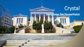  Presentation with renewable energy single green building - PPT theme with building of the national library background and a ocean colored foreground