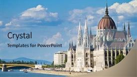  Presentation with hungary - Audience pleasing presentation theme consisting of building of the parliament backdrop and a light blue colored foreground