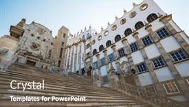  Presentation with university building - Theme featuring building-of-the-university background and a gray colored foreground