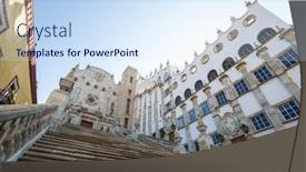  Presentation with university building - PPT layouts consisting of building-of-the-university background and a sky blue colored foreground