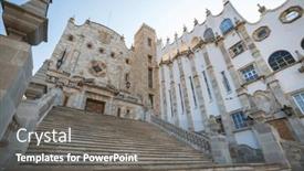  Presentation with university building - PPT theme enhanced with building-of-the-university background and a gray colored foreground