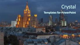  Presentation with stalin - Presentation theme having building on square kudrinskaya stalin background and a ocean colored foreground