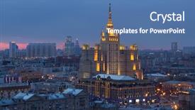  Presentation with stalin - Presentation theme with building on square kudrinskaya stalin background and a  colored foreground