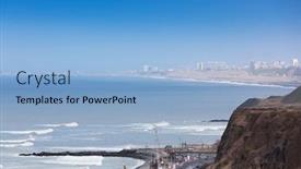  Presentation with building - Colorful presentation theme enhanced with building-on-the-waterfront-lima backdrop and a light blue colored foreground