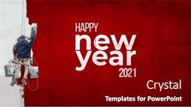  Presentation with 2021 - Audience pleasing theme consisting of building-painter-hanging-from-harness backdrop and a crimson colored foreground