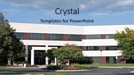  Presentation with bullseye center goal success business - Theme enhanced with building parking lot - business center background and a light blue colored foreground